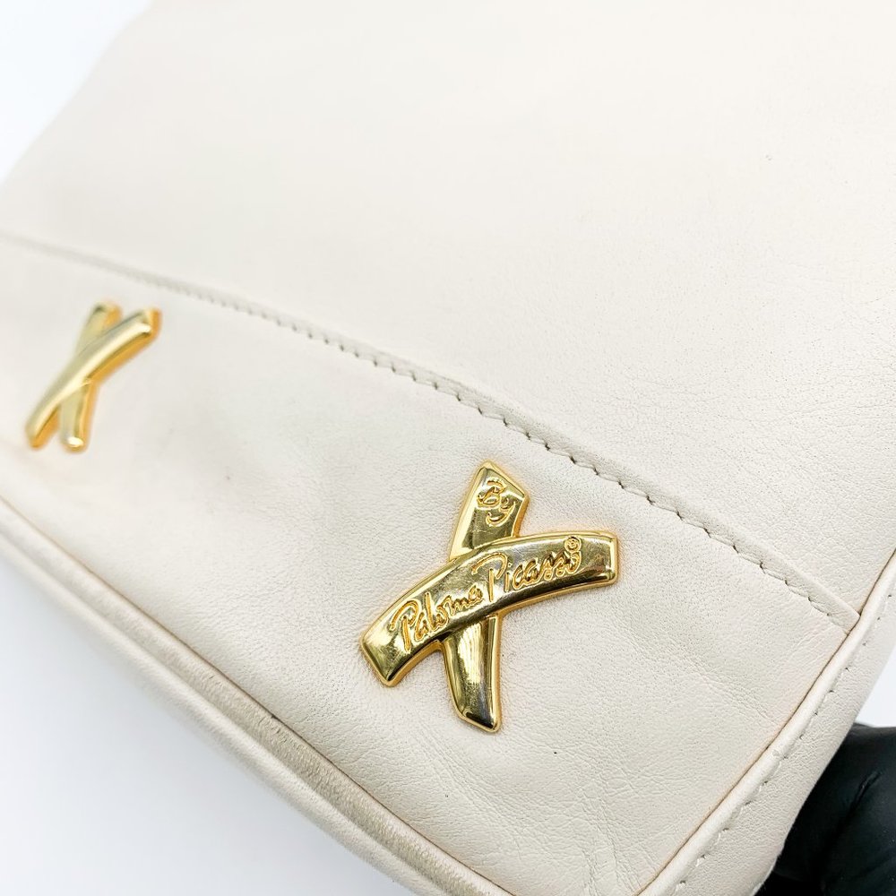 VINTAGE Paloma Picasso Leather Gold 'X' Crossbody - Picture 6 of 9